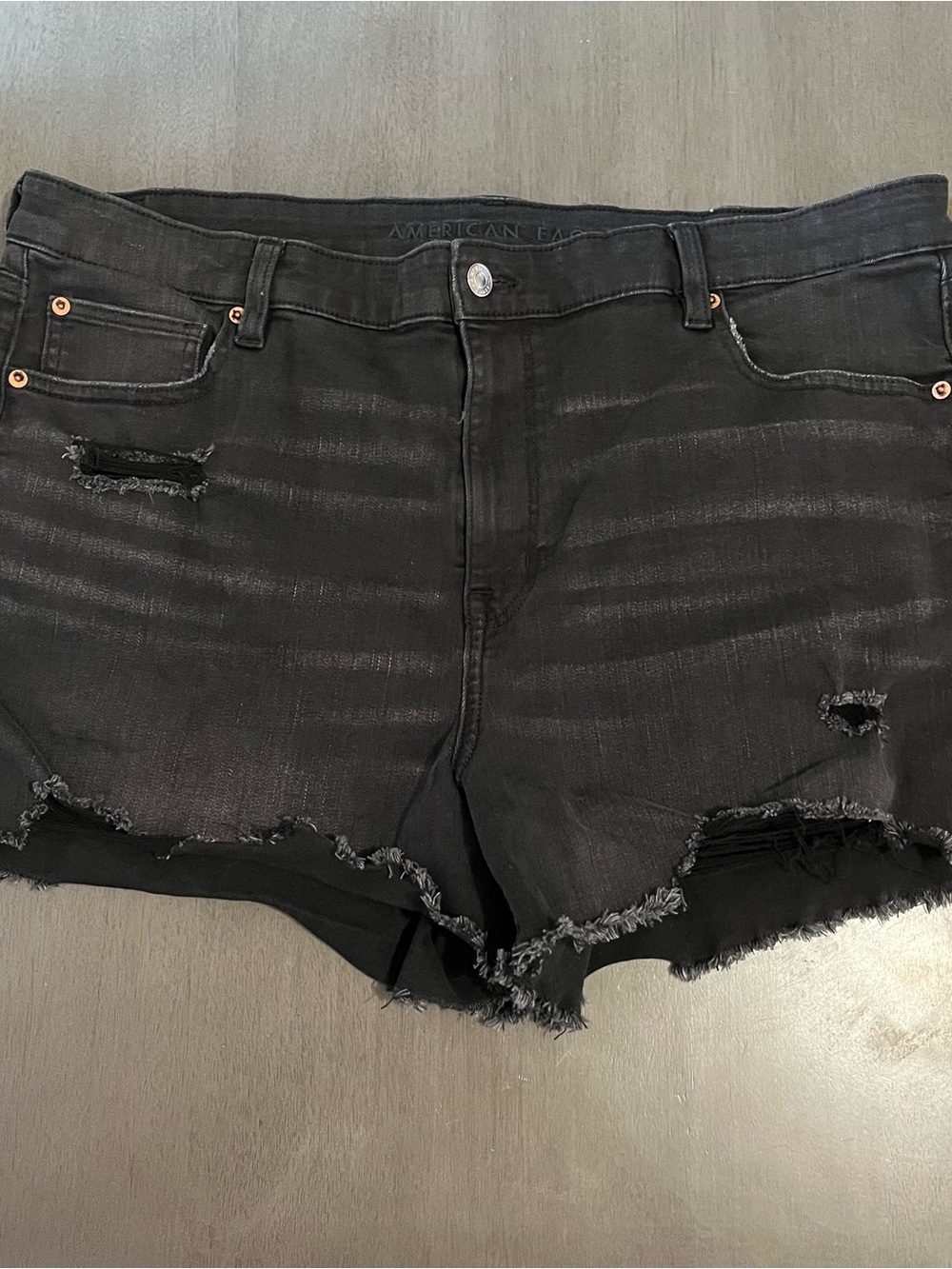 American Eagle Outfitters Black Distressed Frayed Denim Shorts plus size 20